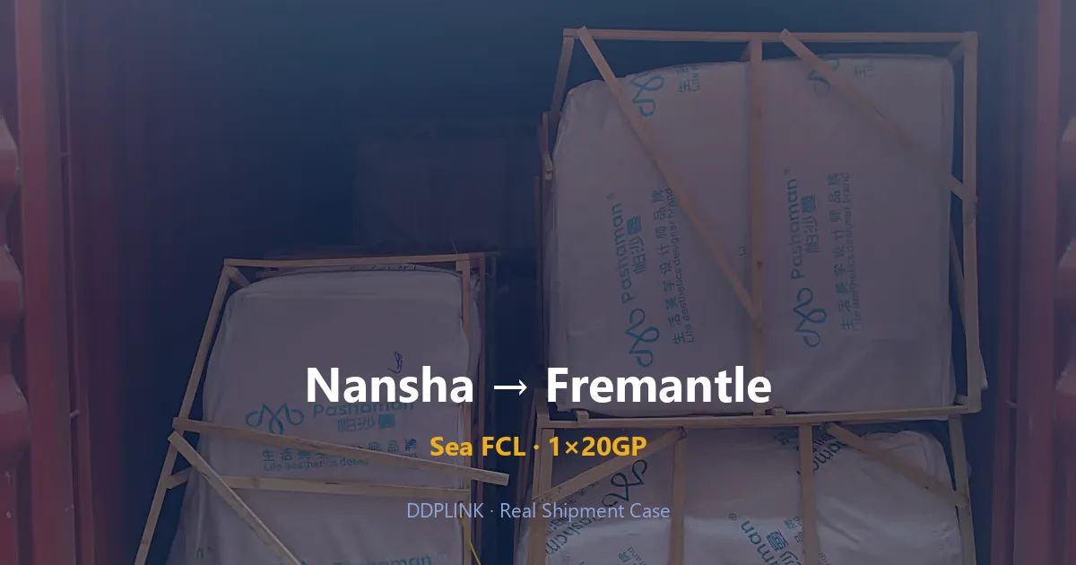Nansha → Fremantle shipment case